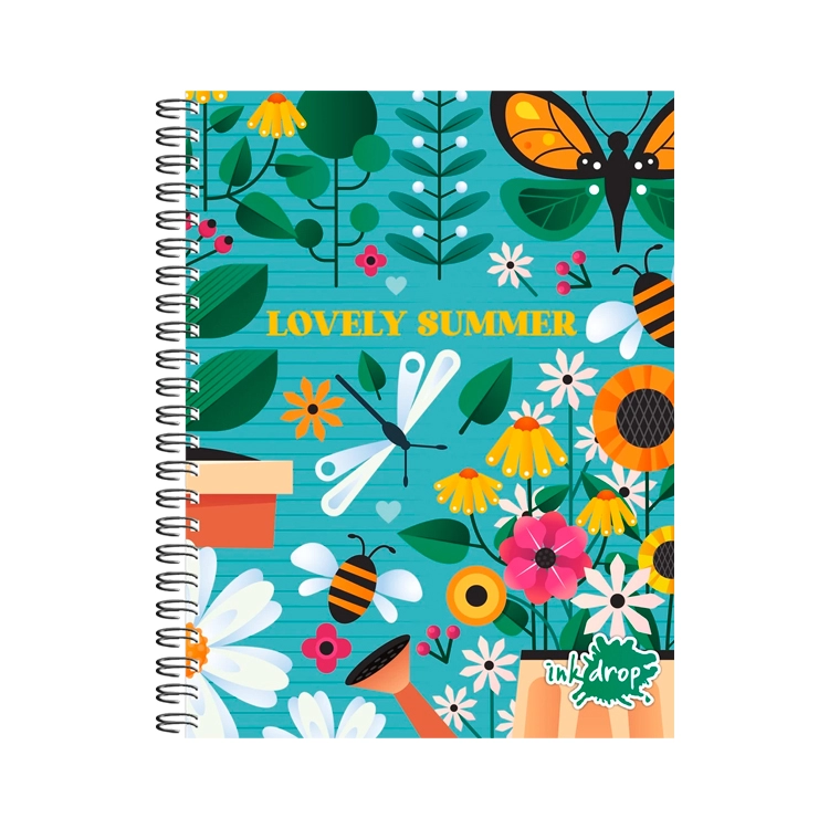 Cuaderno con Espiral Inkdrop Lovely Tapa Dura A5 16x21 100 Hojas Rayadas Art.57226